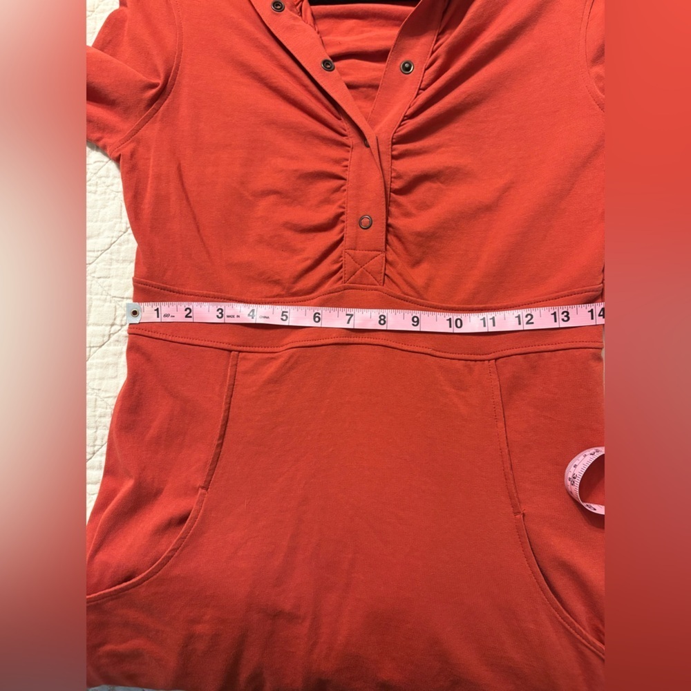 ATHLETA Cozy Up Popover Sweater Dress Red Rust Organic Women’s Size Small - Picture 9 of 10